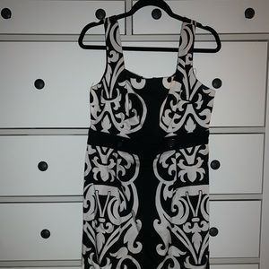 London Style Black & White Midi Dress